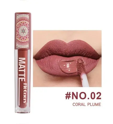 Ruj Lichid Mat Coral Plume #02, Rezistent la Transfer, Textura Catifelata si Hidratanta