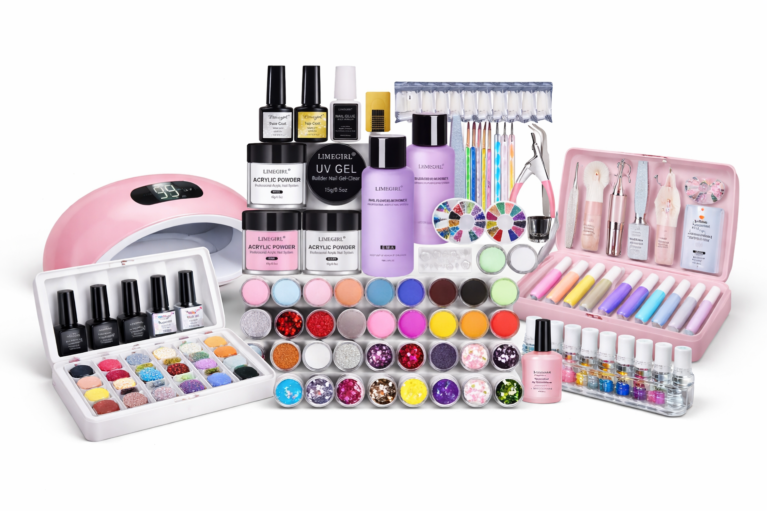 kituri unghii complete gel uv si acril seturi manichiura profesionale