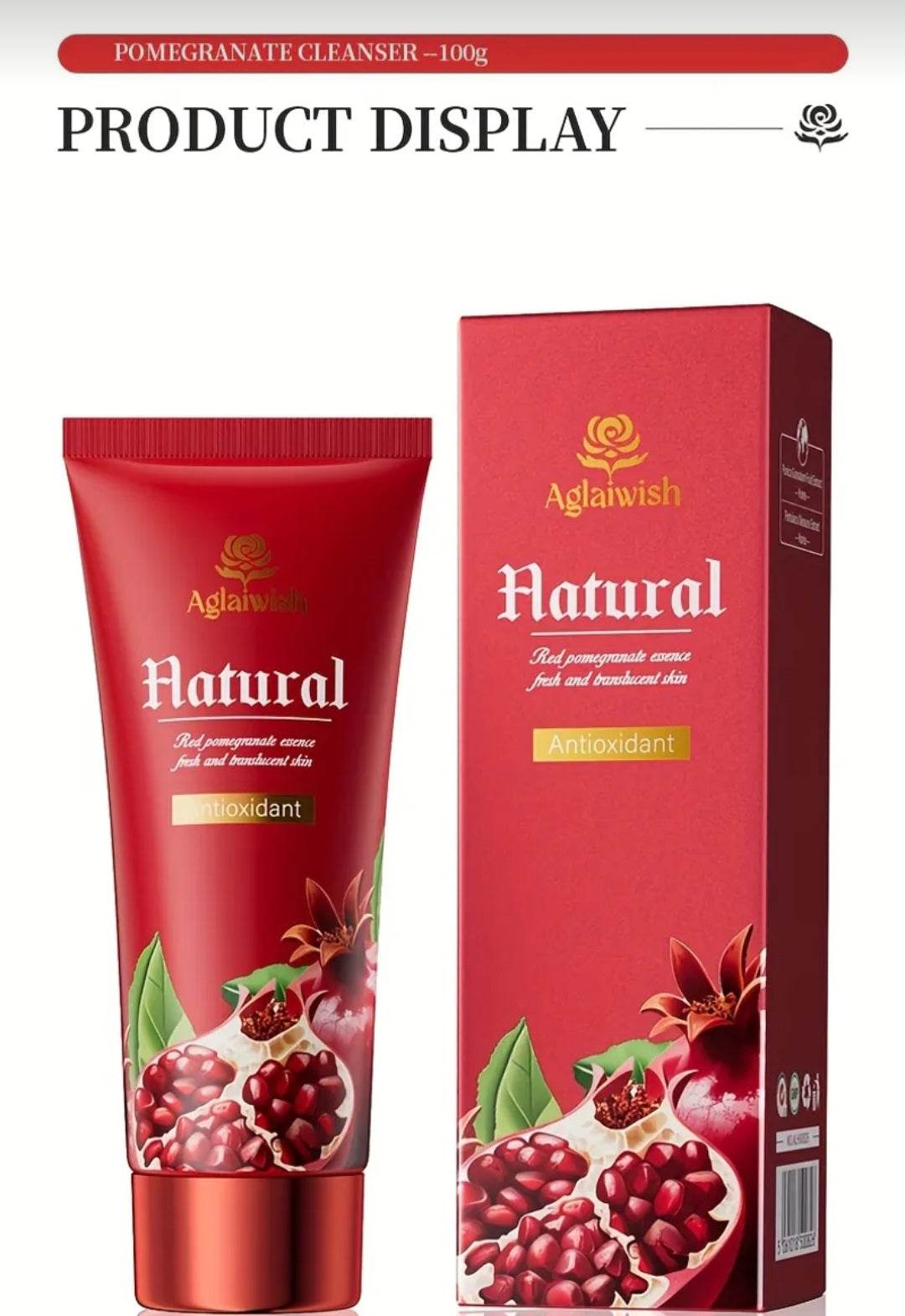 Gel pentru curățare facială cu extract de rodie, antioxidant și revitalizant pentru toate tipurile de ten