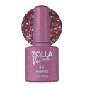 Gel unghii roz glitter Zolla Velvet 45 oja semipermanenta profesionala HEMA Free UV LED 7.5ml
