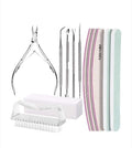 Kit accesorii complet pentru manichiura ce contine: periuta unghii, buffer Profesional, pile unghii, cleste si empingator