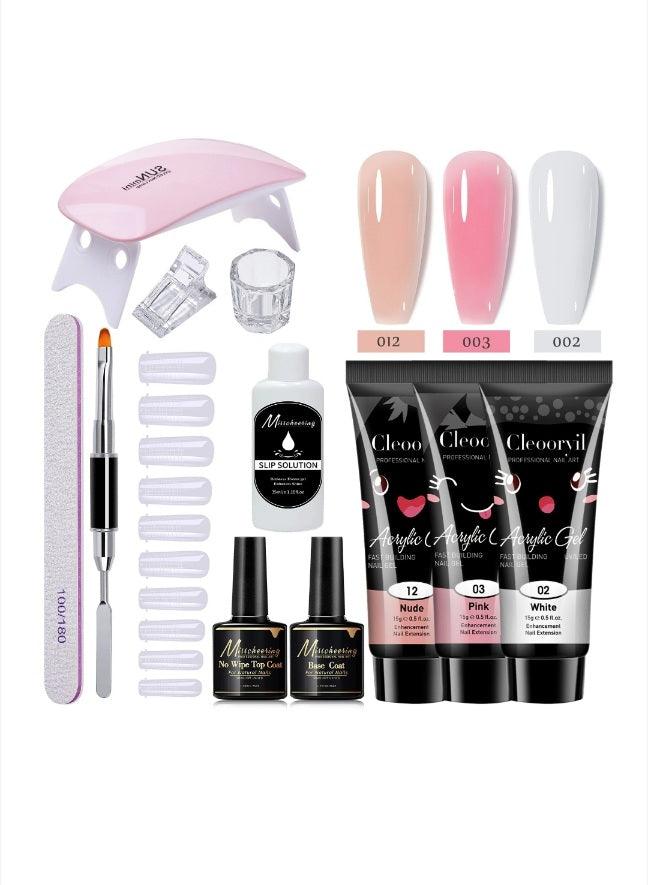 Kit unghii cu gel si lampa uscare rapida