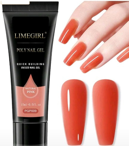 Gel Poly Nail Natural Pink 15ml pentru construcția unghiilor cu finisaj natural și rezistent