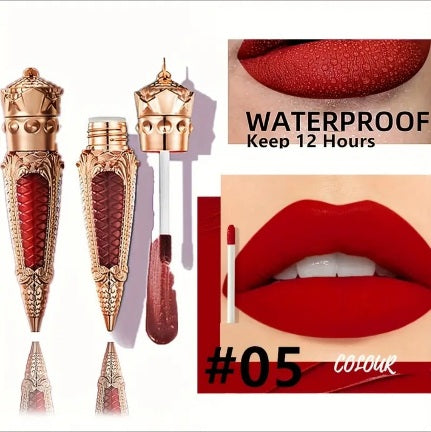 Ruj lichid mat waterproof roșu #05 cu rezistență 12 ore și aplicator profesional