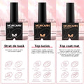 Set de 3 recipiente de sticla cu top coat , base coat, Matte top coat pentru unghii 