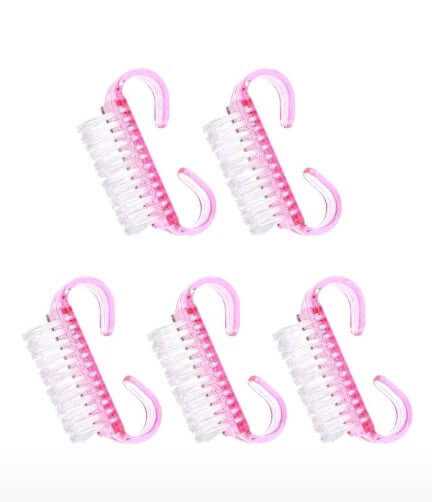 Set 5 periute pentru manichiură roz pentru curățarea unghiilor și cuticulelor