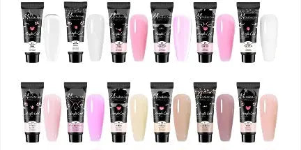 Set unghii cu gel, 12 piese, lucios, durabil, uscare rapida, nuanțe elegante pentru manichiură modernă