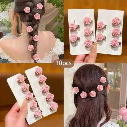 Zece agrafe de păr roz cu flori, elegante și drăguțe pentru toate tipurile de păr
