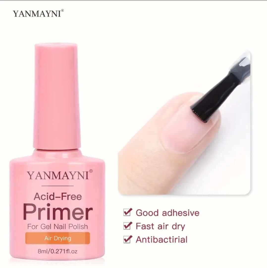 Primer Acid Free profesional pentru unghii, 8ml flacon, non-acid, aderență perfectă și protecție unghii naturale.