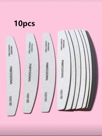 Set profesional de pile de unghii din lemn, 10 bucăți, grit 100/180, pentru pilire și modelare eficientă